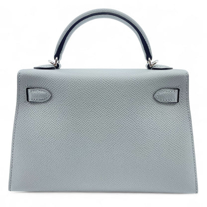 Pre-owned Hermes Mini Kelly 2 Blue Glacier Epson Silver hardware K stamp