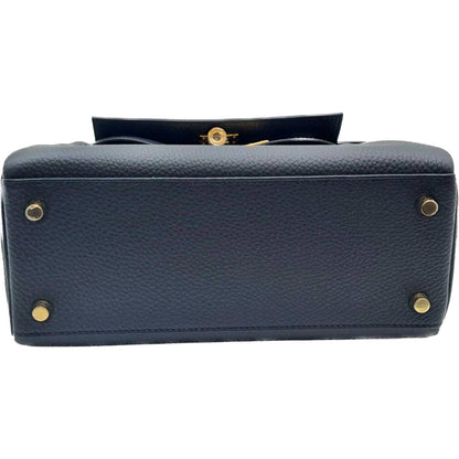 Pre-Owned Hermes Kelly 25 Black Togo Gold Hardware U Engraved