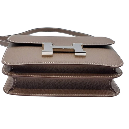 Hermes Constance Mini 18 Etoupe Epson Silver Fittings B 새겨 져
