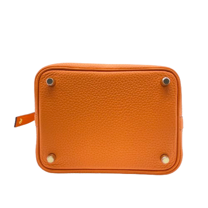 Pre-Owned Hermes Picotin Lock PM Orange Gold Hardware B Engraved