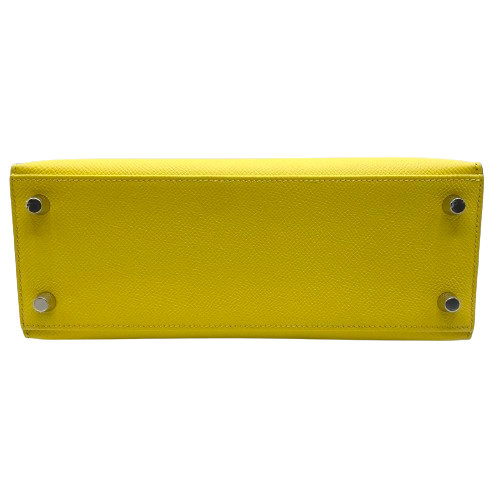 사전 소유 [현금 가격] Hermes Kelly 25 Jaune Naples Epson Silver Fittings B 조각.
