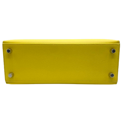 사전 소유 [현금 가격] Hermes Kelly 25 Jaune Naples Epson Silver Fittings B 조각.