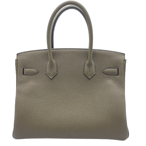 Pre-Owned Hermes Birkin 30 Tundra Togo Silver Metal Fittings B Engraved