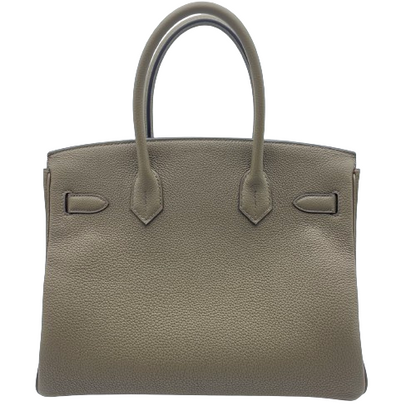 Pre-Owned Hermes Birkin 30 Tundra Togo Silver Metal Fittings B Engraved