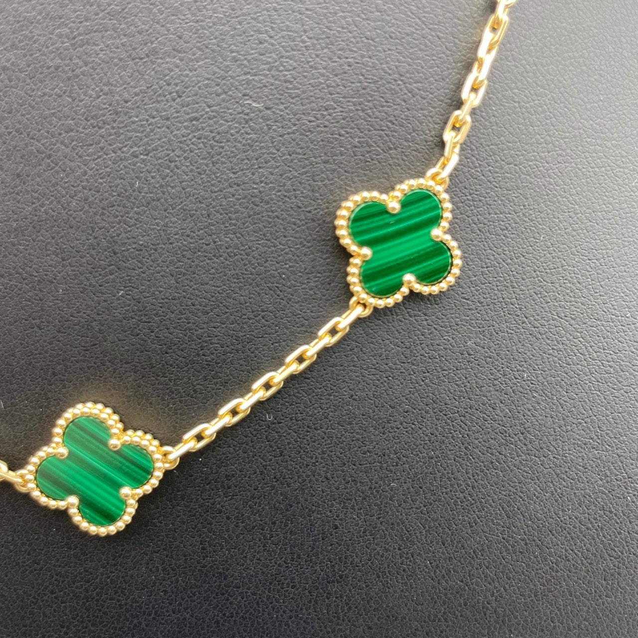 Pre-Owned Van Cleef & Arpels Vintage Alhambra Necklace 10 Motif 42cm Malachite 18K Yellow Gold