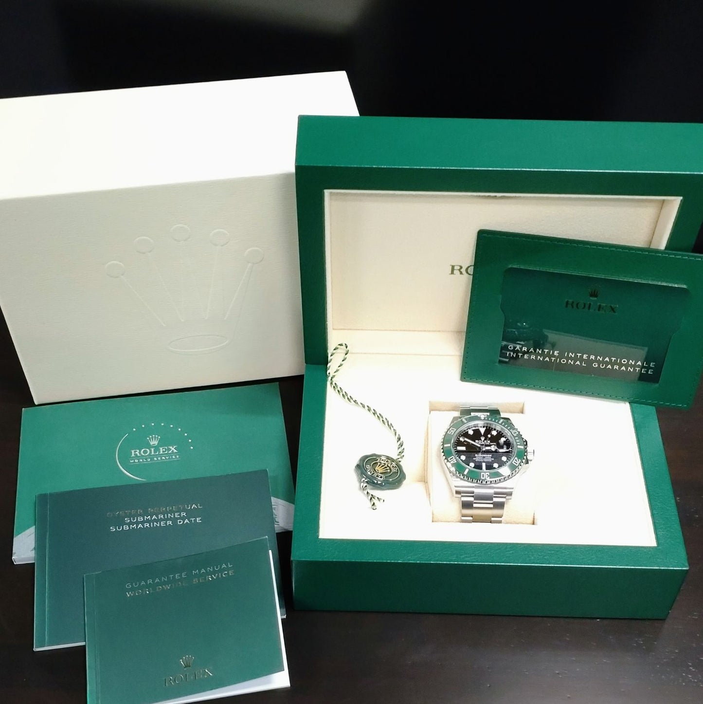 Pre-Owned Rolex Submariner Date 126610LV Oyster Bracelet Black Green