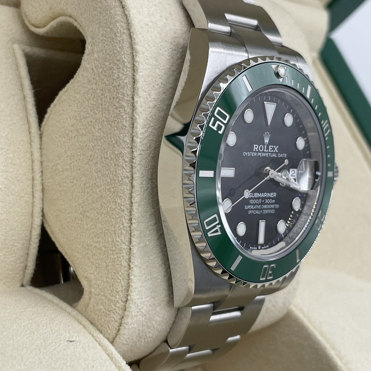 Pre-Owned Rolex Submariner Date 126610LV Oyster Bracelet Black Green 41mm