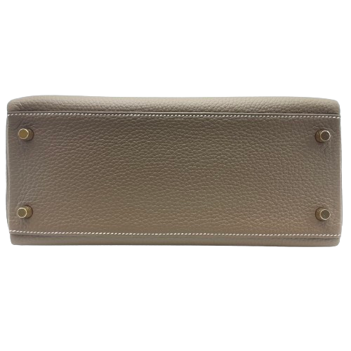 Pre-Owned [Cash Price] Hermes Kelly 28 Etoup Torillon Clemence Gold Hardware W Engraved