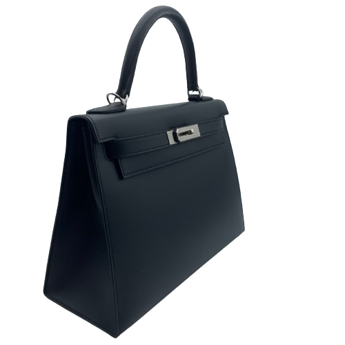 [Cash Price] Hermes Kelly 28 Noir Sombrero Silver Fittings A Engraved