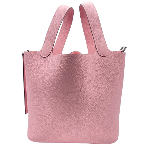 [現金特價]愛馬仕皮皮蛋白鎖MM玫瑰Sakura Torillon Clemence Silver Fittings B刻