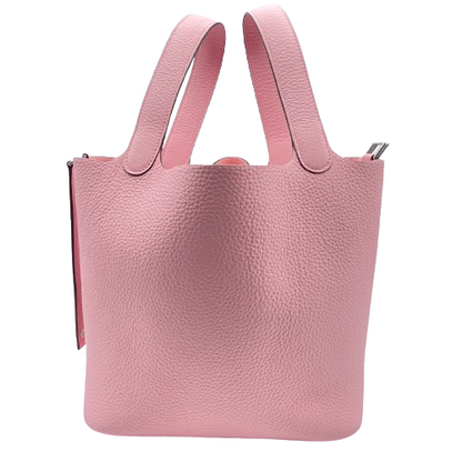[現金特價]愛馬仕皮皮蛋白鎖MM玫瑰Sakura Torillon Clemence Silver Fittings B刻