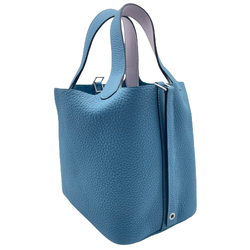 [Cash Special Price] Hermes Picotin Rock PM New Blue Gene/Mauve Pale Torillon Clemence Silver Fittings W Engraved