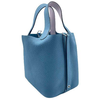 [Cash Special Price] Hermes Picotin Rock PM New Blue Gene/Mauve Pale Torillon Clemence Silver Fittings W Engraved
