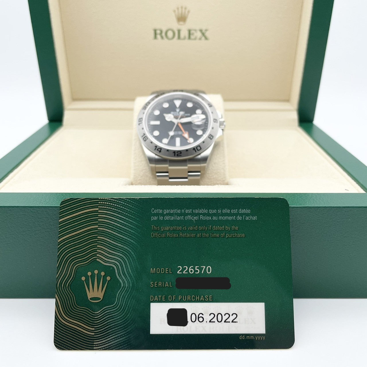 롤렉스 탐색기 II 226570 굴 팔찌 블랙 42mm