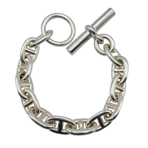 Pre-Owned Hermes Chaine Dunkle Bracelet MM Silver 925 13-panel