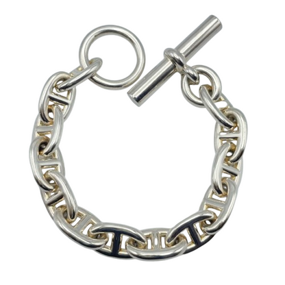 Pre-Owned Hermes Chaine Dunkle Bracelet MM Silver 925 13-panel