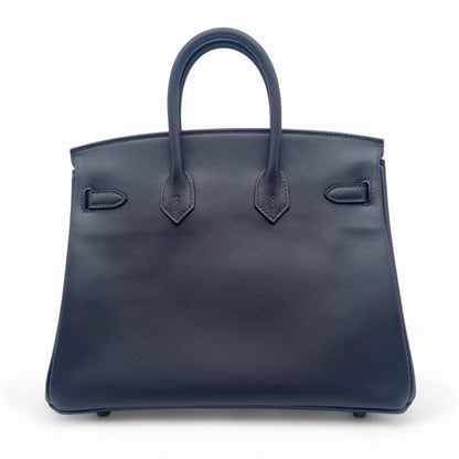 Hermes Birkin 25 Prenoir Swift Gold Hardware W Engraved