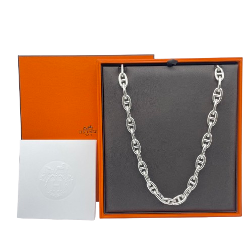 Hermes Chaine Dunkle Necklace GM Silver 925 29-panel