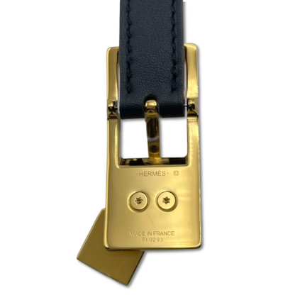 Hermes Lucky 15 Reversible Cadena Belt Noir/Gold Swift Gold Hardware W Engraved