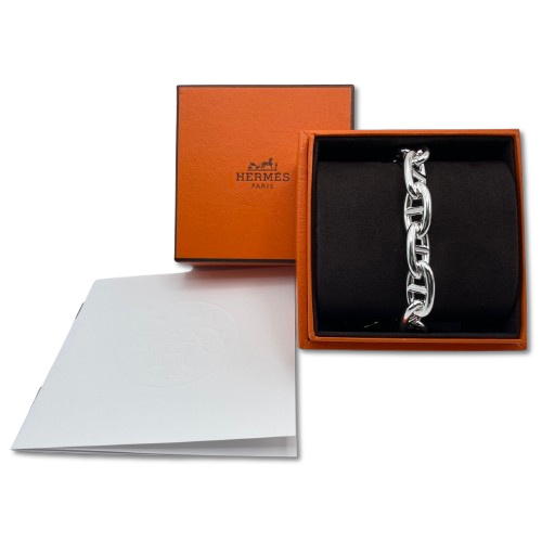Pre-Owned Hermes Chaine Dunkle Bracelet GM Silver 925 12-panel