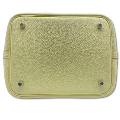Pre-Owned Hermes Picotin Lock MM Jaune Milton Torillon Clemence Silver Fitting K Engraved