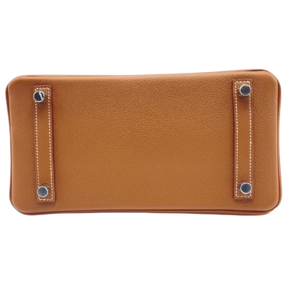 Pre-owned Hermes Birkin 25 Gold Taurillon Novillo Silver hardware W engraved