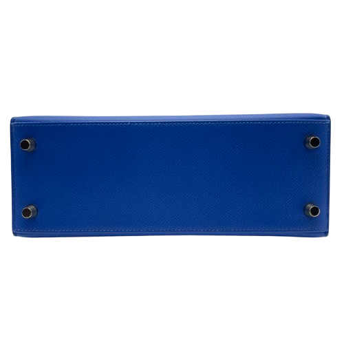 Pre-owned Hermes Kelly 25 Blue France Epson Gold hardware Z engraved