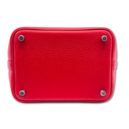 Pre-owned Hermes Picotan Lock PM Rouge Ladieu Taurillon Clemence Silver hardware K stamp