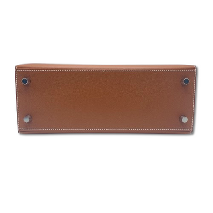 Pre-Owned Hermes Kelly 25 Gold Vaux Madame Silver Hardware K Stamp