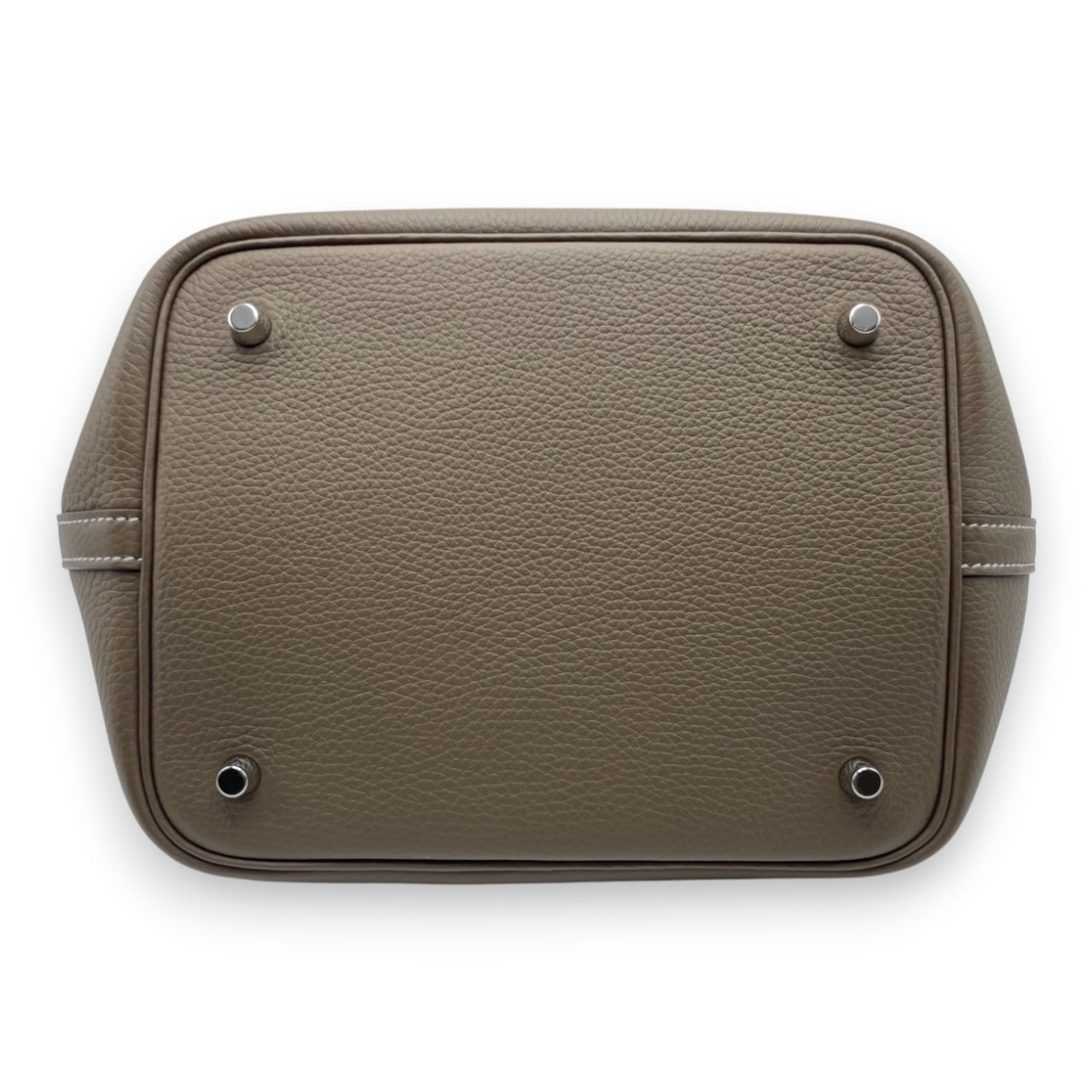 Pre-Owned Hermes Pico Tan Lock MM Etoupe Taurillon Clemence Silver hardware U engraved