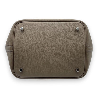 Pre-Owned Hermes Pico Tan Lock MM Etoupe Taurillon Clemence Silver hardware U engraved