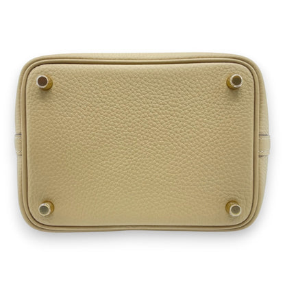 Pre-owned Hermes Picotan Lock PM Trench Taurillon Clemence Gold hardware K stamp