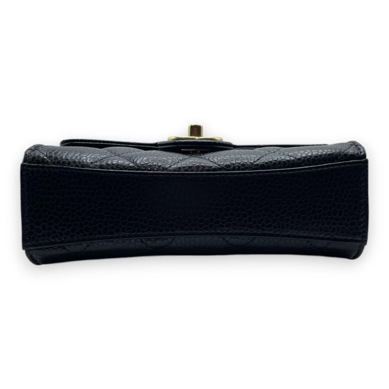 プレオウンドシャネル ミニ フラップバッグ 19 ブラック キャビアスキン ゴールド金具