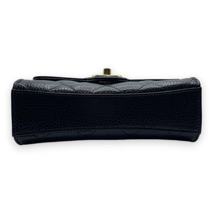 プレオウンドシャネル ミニ フラップバッグ 19 ブラック キャビアスキン ゴールド金具