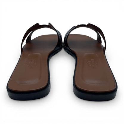 プレオウンドエルメス オラン サンダル 36 ノワール/ゴールド 23/23.5cm