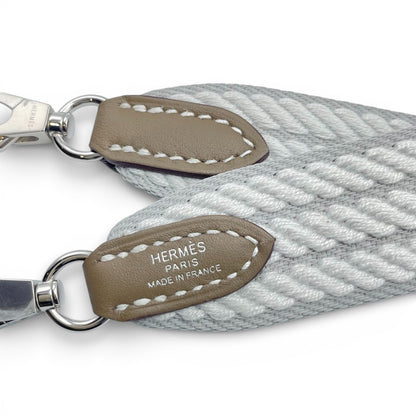 プレオウンドエルメス バンドリエール サングル コルタージュ25mm バックストラップ 85cm ブルーグラシエ/グリペール/エトゥープ トワル/スイフト シルバー金具 K刻印