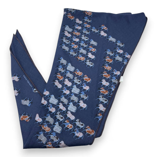 プレオウンドエルメス ロザンジュ パラード 75x200cm ブルーマリン カシミヤ/シルク