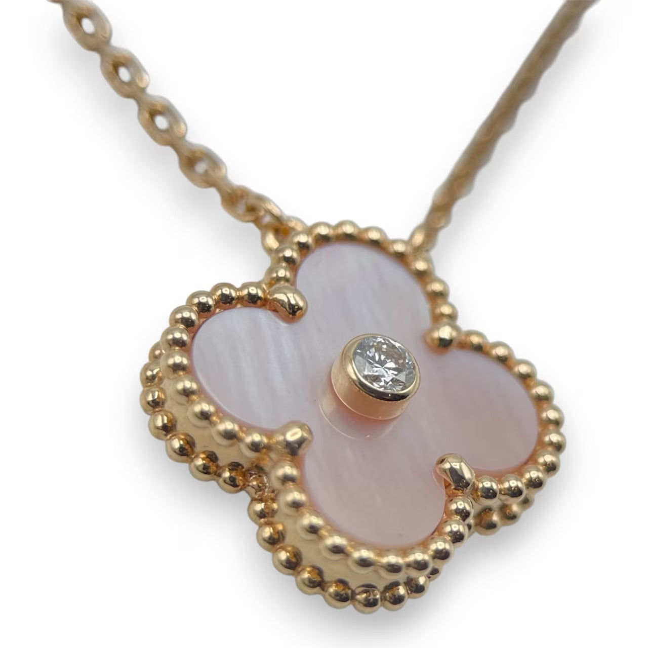 プレオウンドヴァンクリーフ＆アーペル ヴィンテージアルハンブラ ネックレス VCARPM0P00 ピンクシェル ローズゴールド