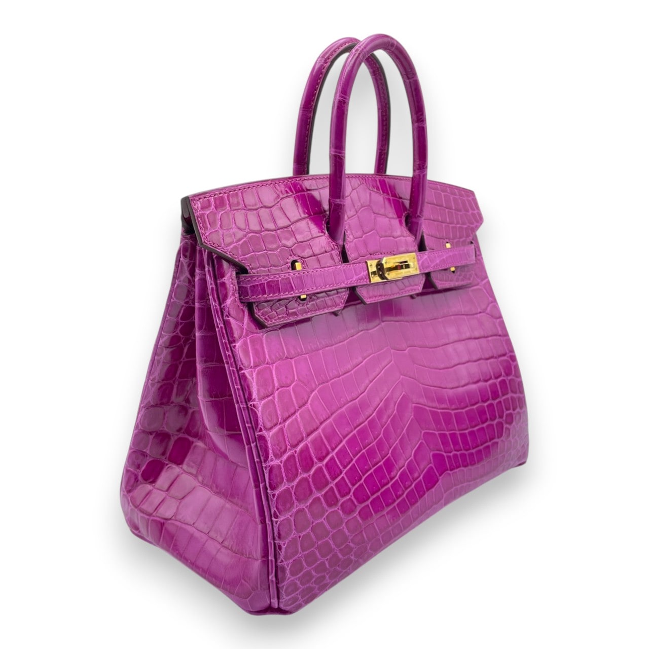 プレオウンドエルメス バーキン 25 ローズシェヘラザード クロコダイルニロティカス ゴールド金具 □P刻印