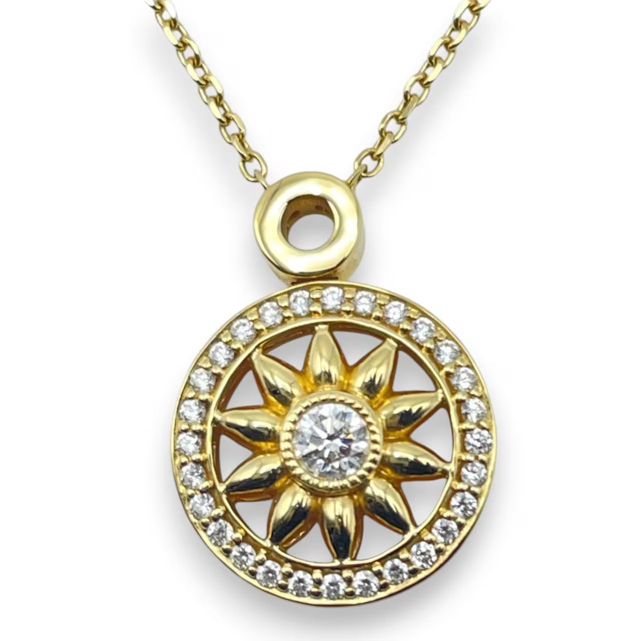중고 해리 윈스턴 윈스턴 게이트 펜던트 PEDYRD1MWG 다이아몬드 옐로우 골드