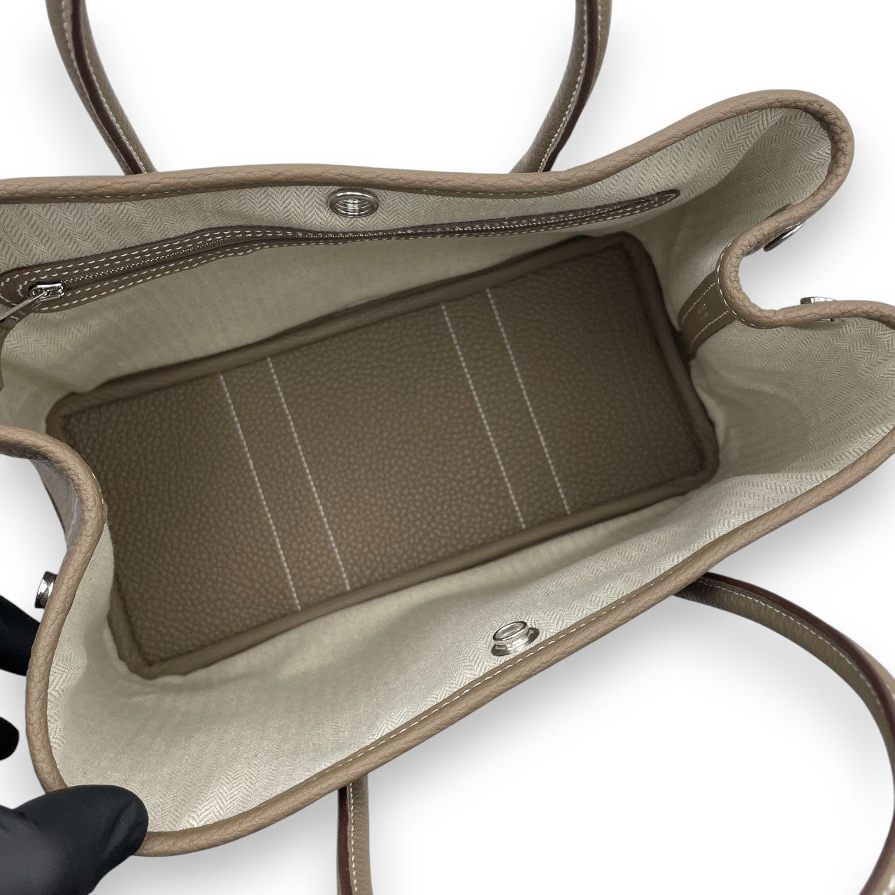 プレオウンドエルメス ガーデンパーティ TPM エトゥープ ネゴンダ シルバー金具 K刻印