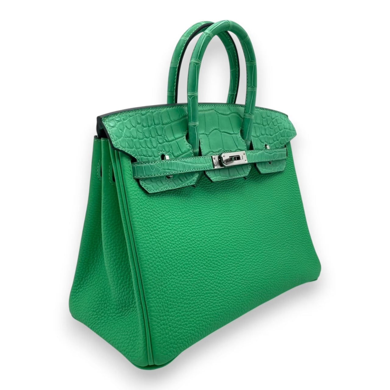 プレオウンドエルメス バーキン タッチ 25 ヴェールコミック トゴ/アリゲーターマット シルバー金具 W刻印