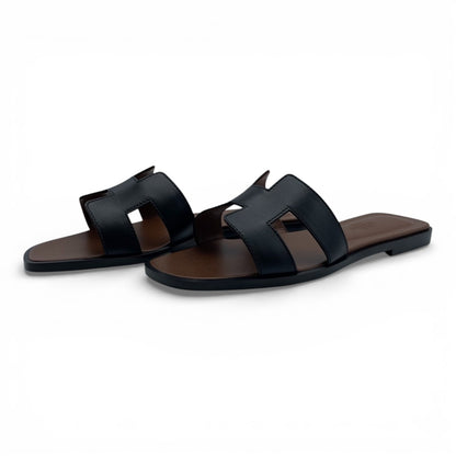 プレオウンドエルメス オラン サンダル 36 ノワール/ゴールド 23/23.5cm