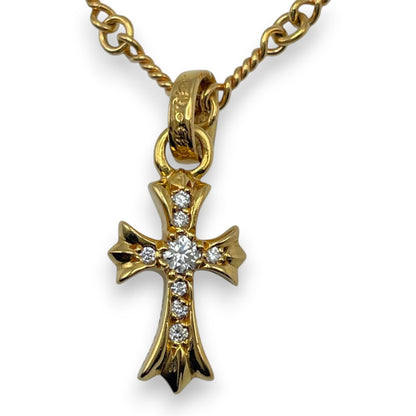 プレオウンドクロムハーツ CHクロスベビーファットチャーム+ツイストチェーン 22k/ダイヤモンド