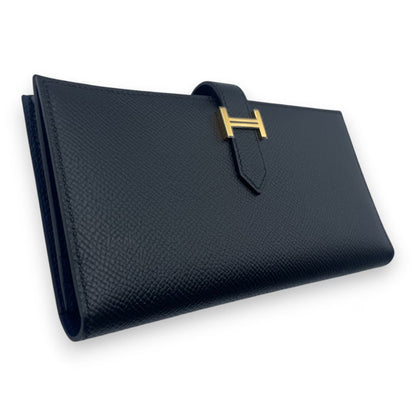 プレオウンドエルメス ベアンスフレ ヴェルソ ノワール/ブルーネイビー エプソン ゴールド金具 W刻印