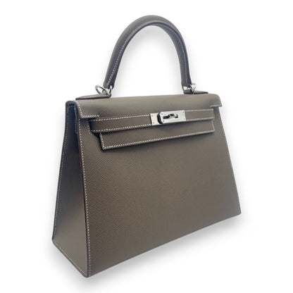 プレオウンドエルメス ケリー 28 エトゥープ エプソン シルバー金具 K刻印