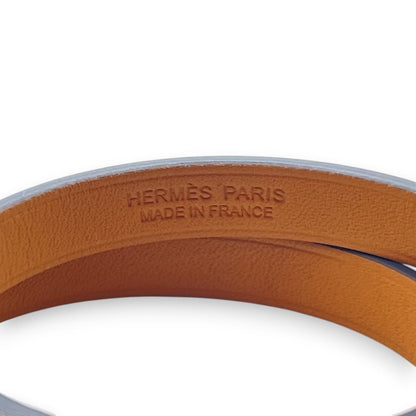 プレオウンドエルメス レザーブレスレット 《ミニ・ケリー》 ドゥブルトゥール T2(14.5cm) シルバー シェーブル・シャムキライト シルバー金具 K刻印