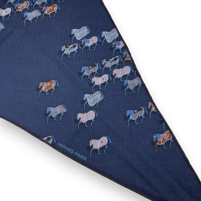 プレオウンドエルメス ロザンジュ パラード 75x200cm ブルーマリン カシミヤ/シルク