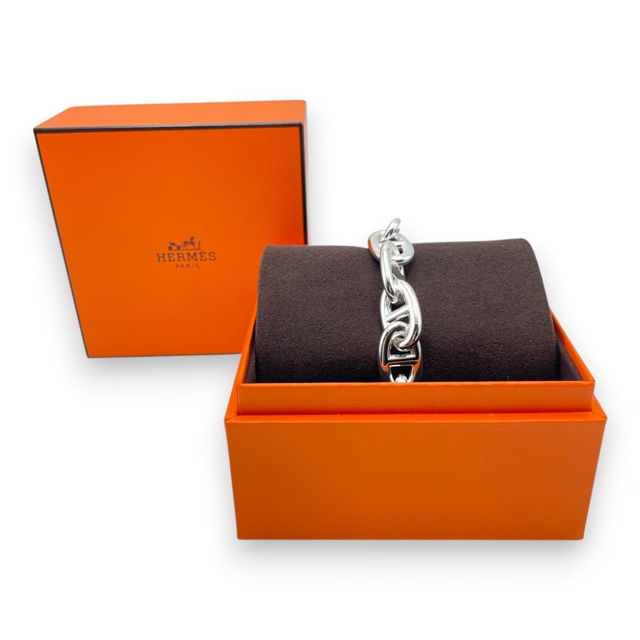 二手爱马仕 Chaine d'Ancre 手链 TGM 银 925 11 框