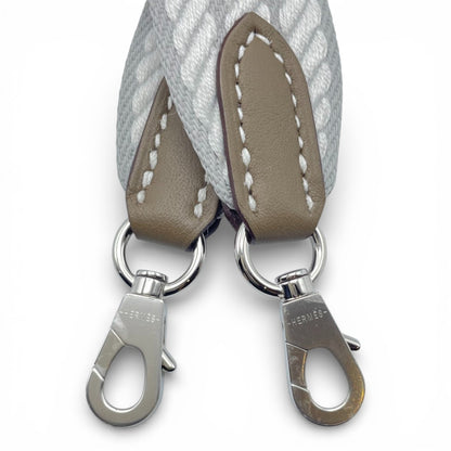 プレオウンドエルメス バンドリエール サングル コルタージュ25mm バックストラップ 85cm ブルーグラシエ/グリペール/エトゥープ トワル/スイフト シルバー金具 K刻印